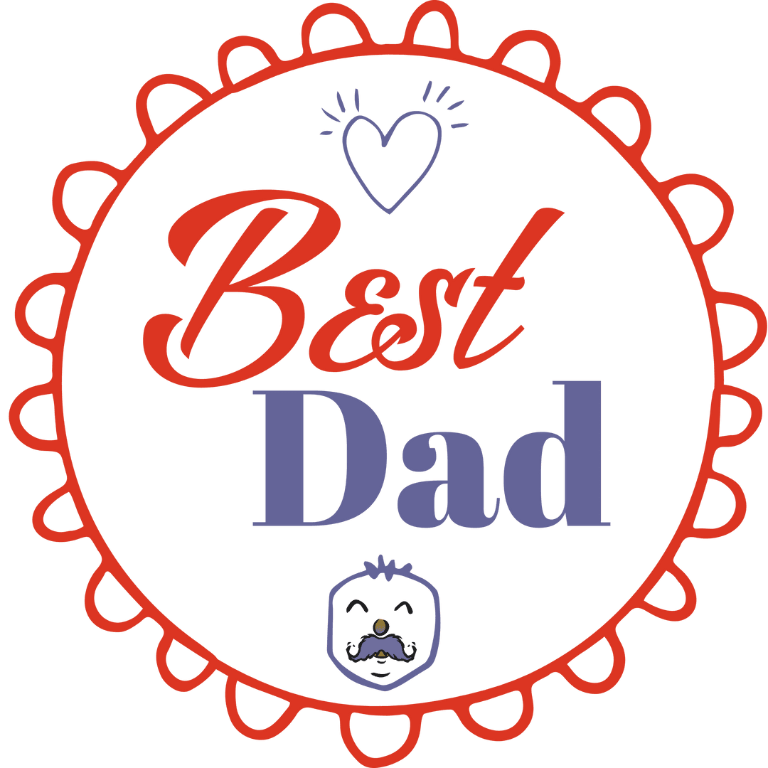 Best Dad Red Badge on Transparent Background with Heart Illustration