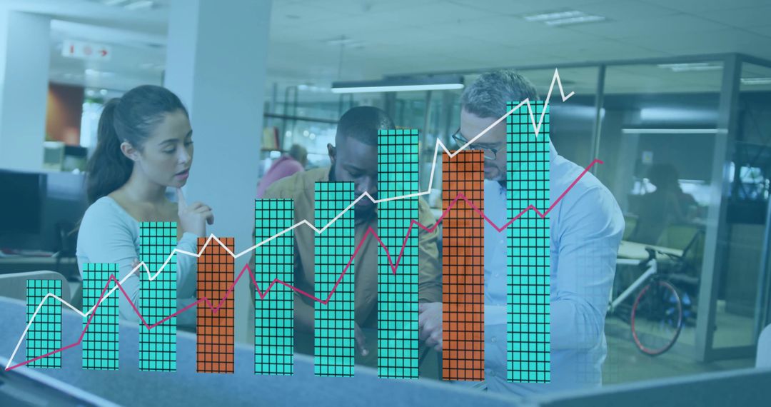 Professionals Analyzing Digital Data Charts in Modern Office