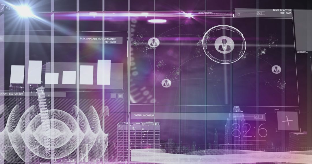 Futuristic Digital Interface with Holographic Data Display