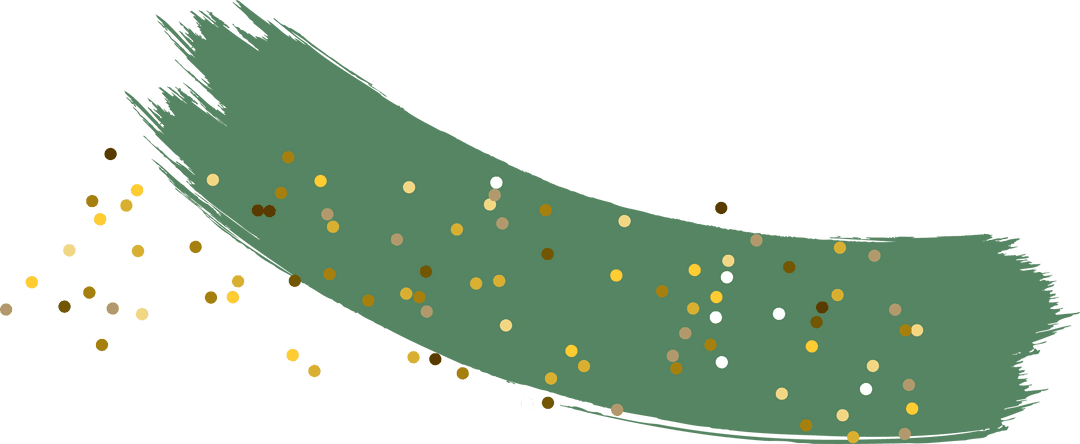 Green Brush Stroke with Multicolor Dots on Transparent Background