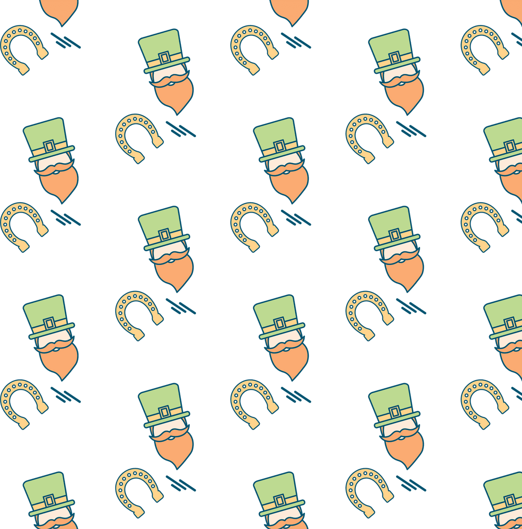 Leprechaun Hat and Symbol Pattern on Transparent Background