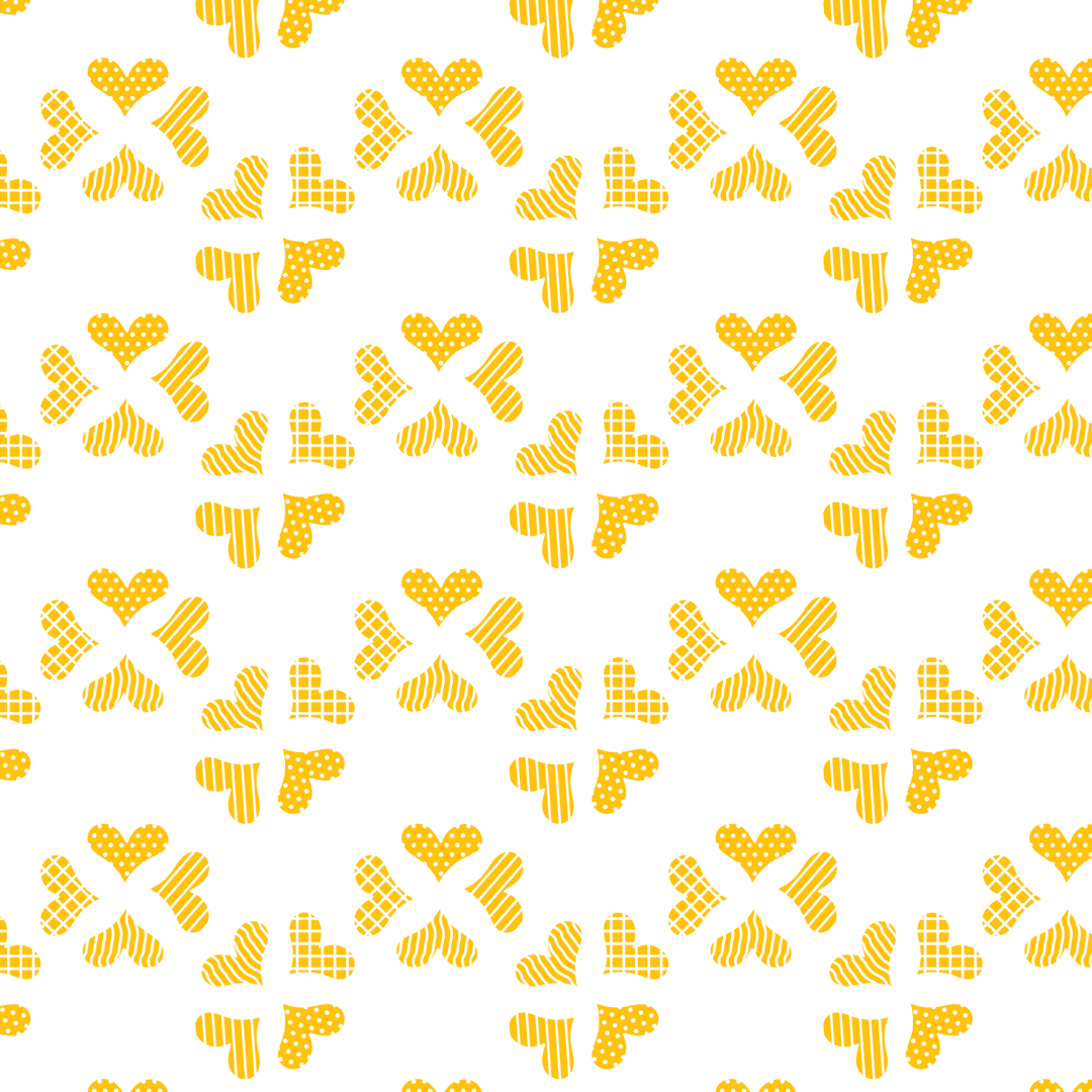 Yellow Heart Pattern on Transparent Background for Creative Designs