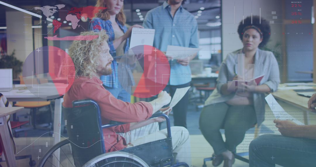 Data Concepts Overlaying Diverse Office Team Collaboration