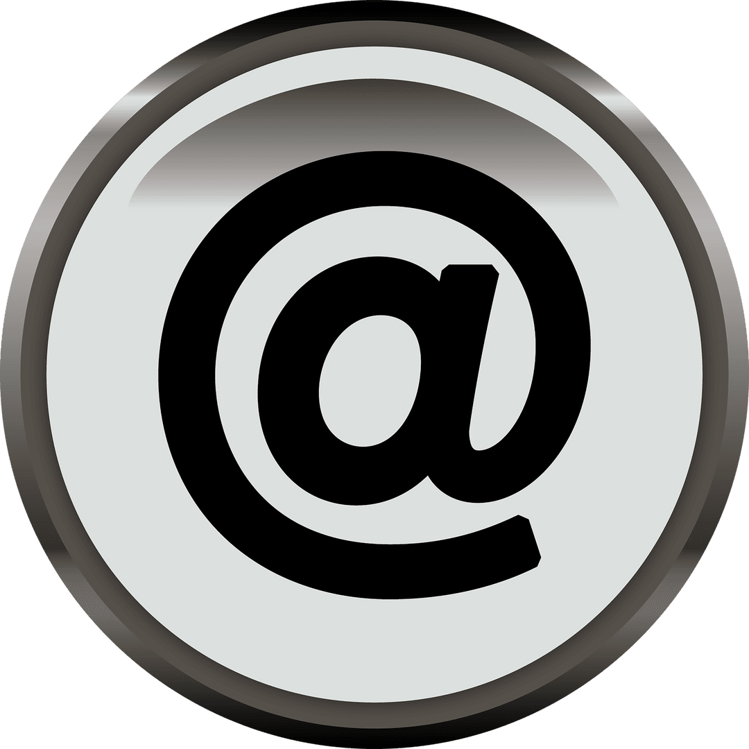 Glossy Silver At Symbol on Transparent Background