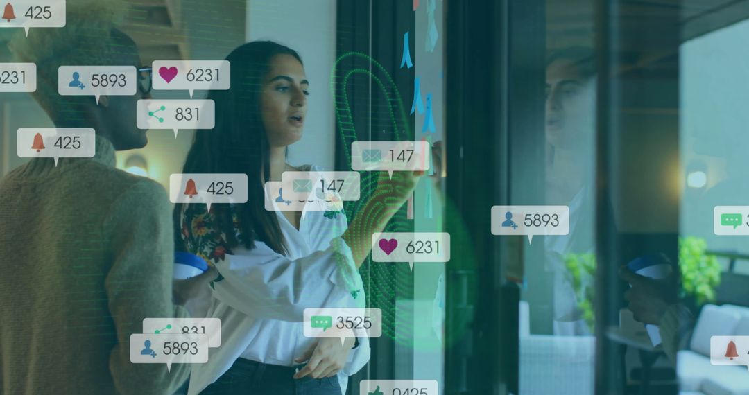 Diverse Colleagues Strategizing with Social Media Insights