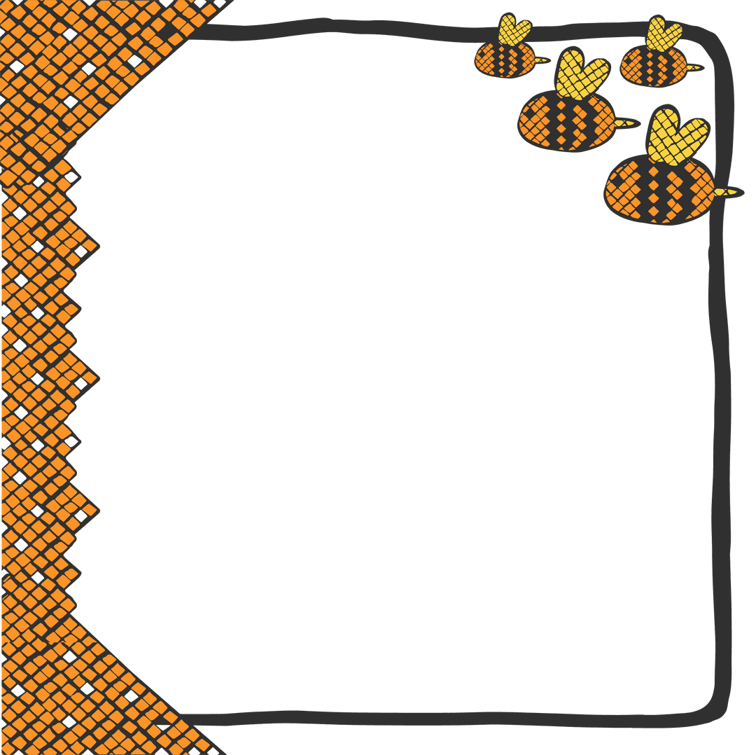 Whimsical Orange Bee Frame with Transparent Background