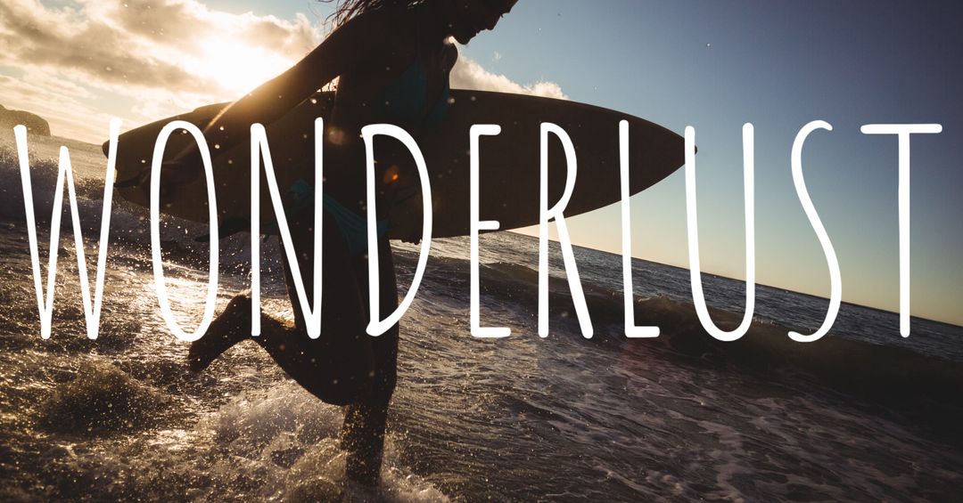 Silhouette of Surfer at Sunset Embodying Adventure and Wonderlust