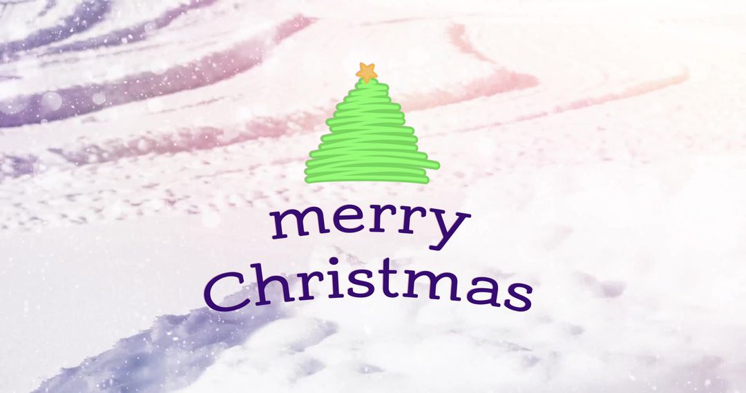 Digital Merry Christmas Greeting Over Snowy Background - Free Images, Stock Photos and Pictures on Pikwizard.com