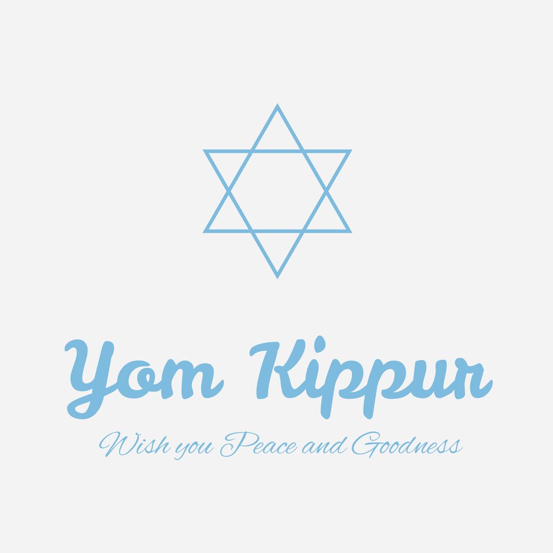 Yom Kippur Greeting with Star of David on White Background