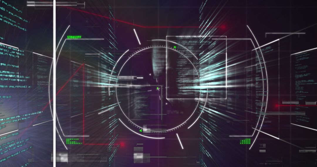 Futuristic Interface with Holographic Reticle and Digital Displays