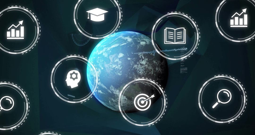 Global Network and Data Processing Concepts with Earth Background