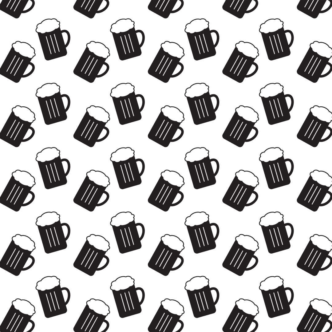 Seamless Beer Mug Pattern on Transparent Background