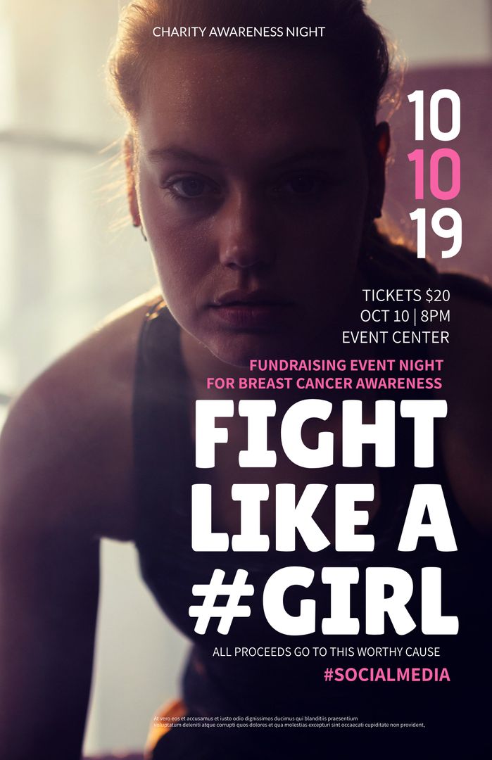 Empowered Woman Promoting Charity for Breast Cancer Awareness