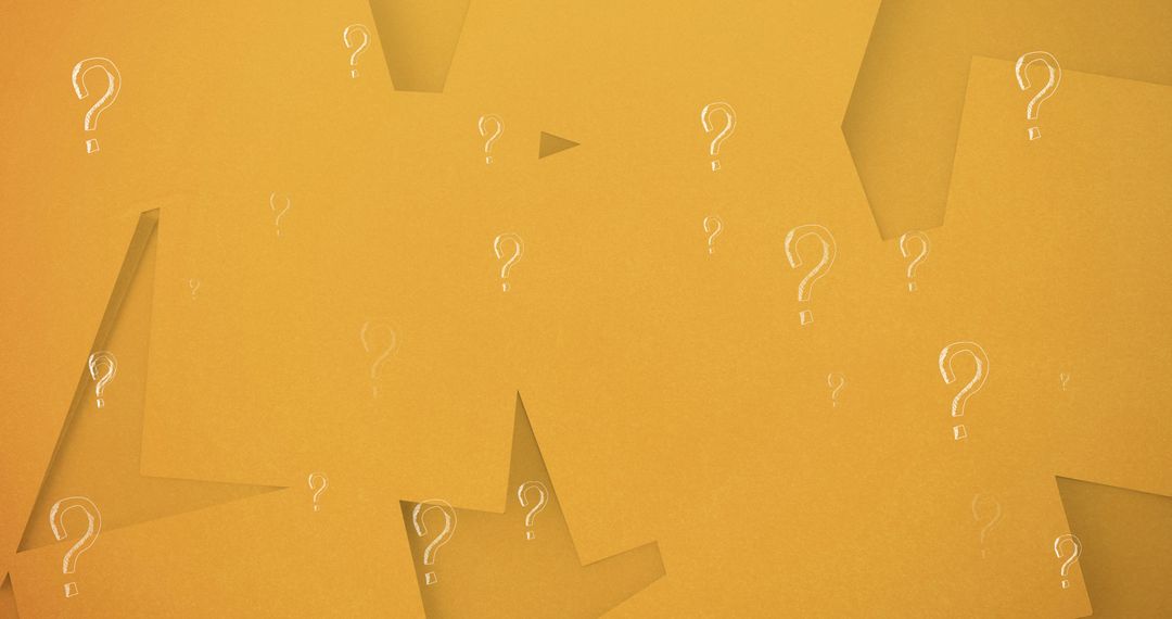 Question Marks on Yellow Blank Notes Background