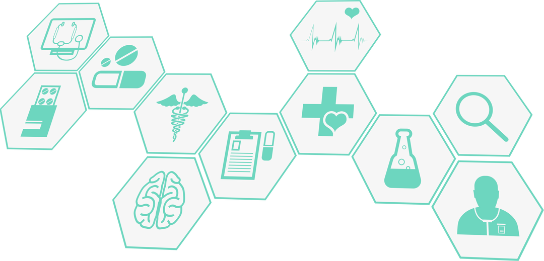 Transparent Medical Icons and Network Illustration on Hexagonal Grid - Download Free Stock Images Pikwizard.com