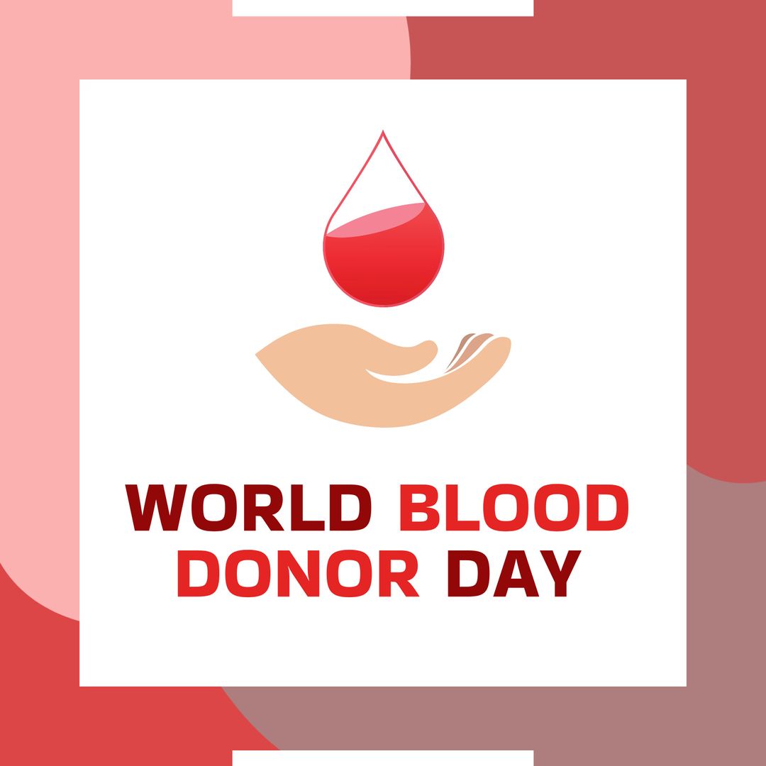 World Blood Donor Day Poster with Hand and Blood Drop Illustration