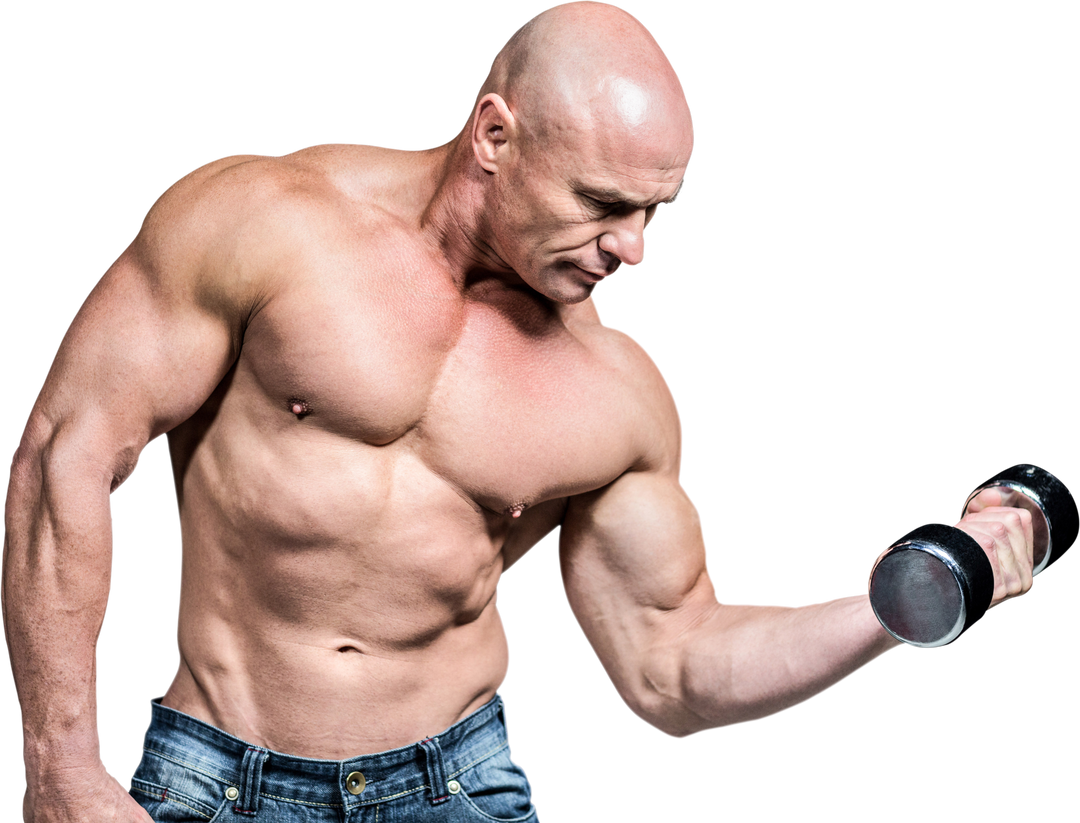 Bald Man Lifting Dumbbells on Transparent Background - Download Free Stock Images Pikwizard.com