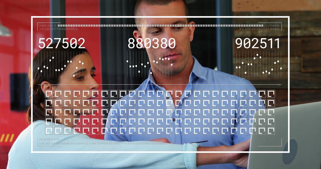 Business Professionals Analyzing Data on Digital Screen