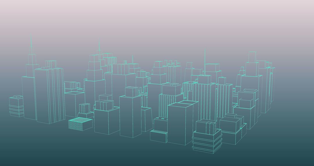 Futuristic Digital Cityscape with Virtual Building Models