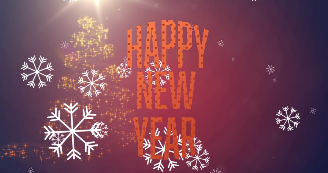 Festive New Year Celebration with Snowflakes and Christmas Tree