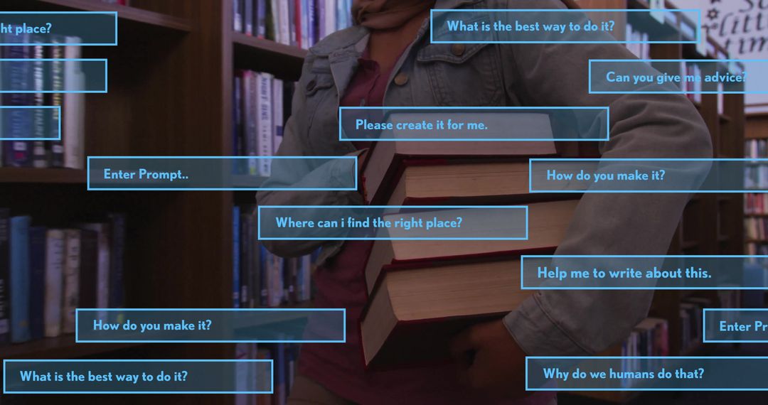 Student in Hijab with Books Navigating AI Encounters