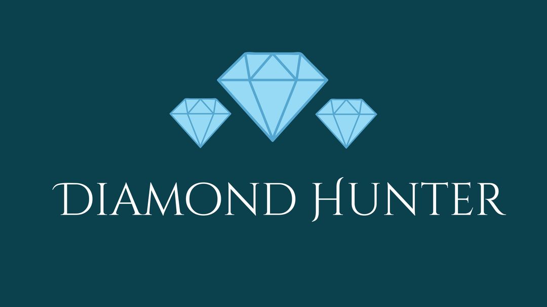 Modern Logo Featuring Blue Gemstones and Diamond Hunter Text - Download Free Stock Templates Pikwizard.com