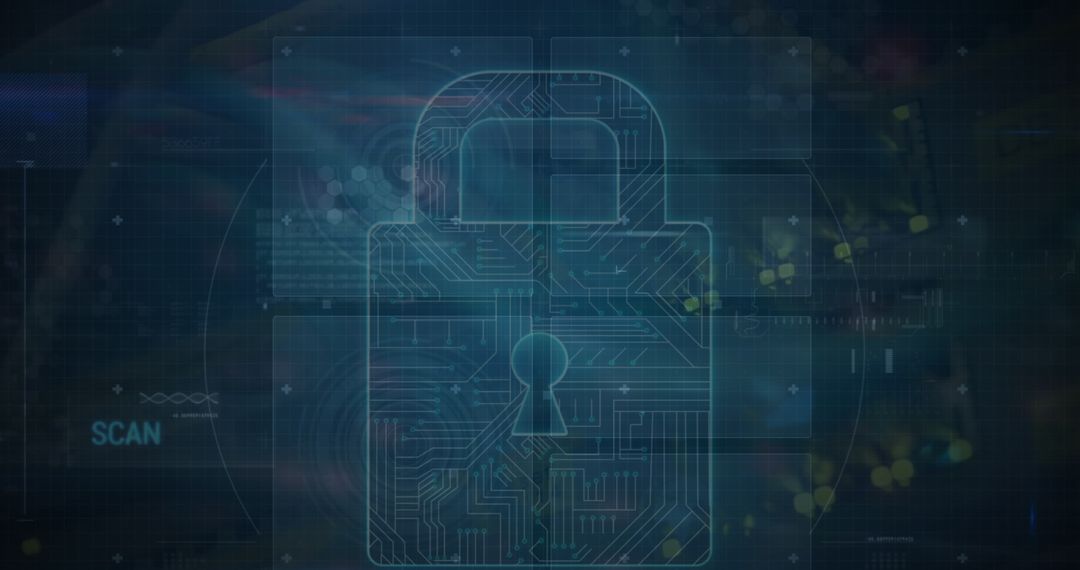 Digital padlock with circuit board pattern over data codes