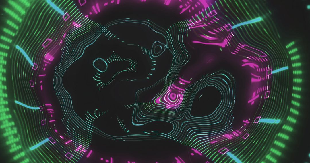 Flowing Neon Kaleidoscope in Dark Technology Concept