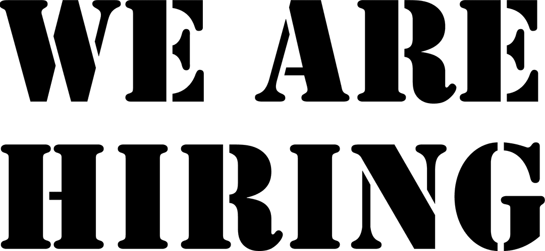 We Are Hiring Text in Black on Transparent Background