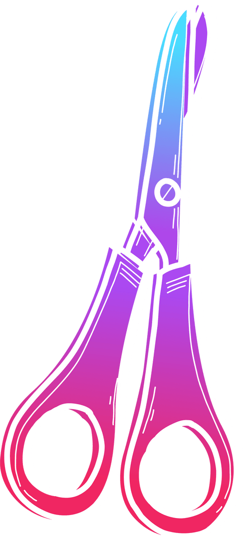 Gradient Colored Scissors Clipart on Transparent Background