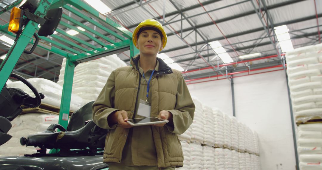 Female Warehouse Manager Using Digital Tablet in Storage Facility - Free Images, Stock Photos and Pictures on Pikwizard.com