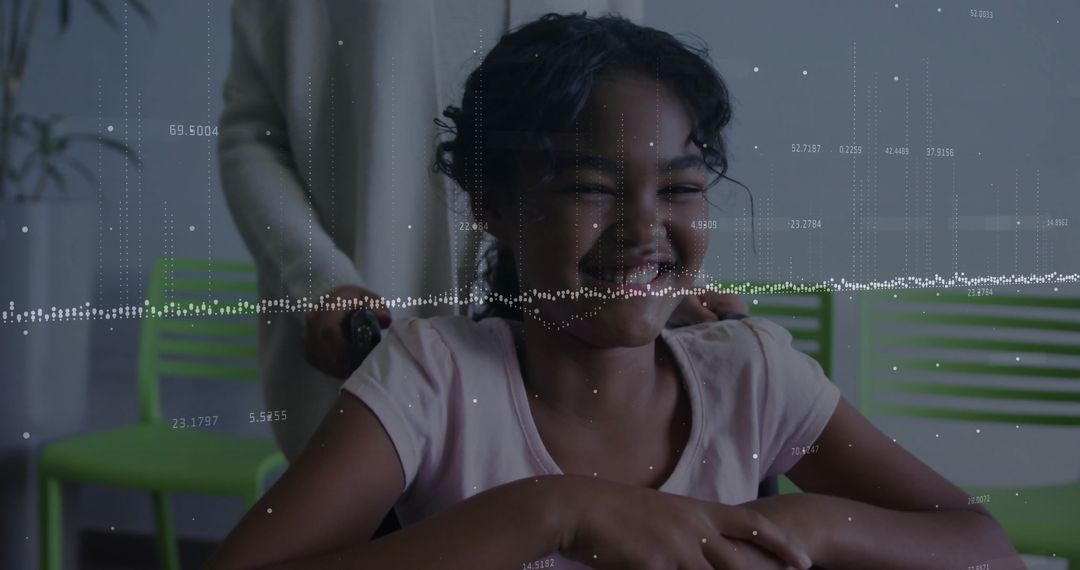 Mother Comforting Daughter in Modern Tech-Driven Environment