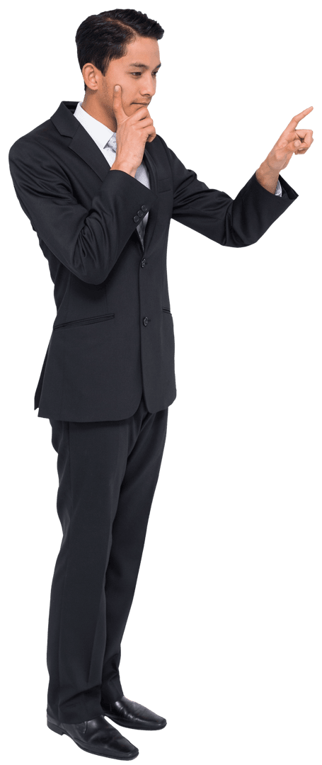 Transparent Image of Biracial Businessman Gesturing Forward