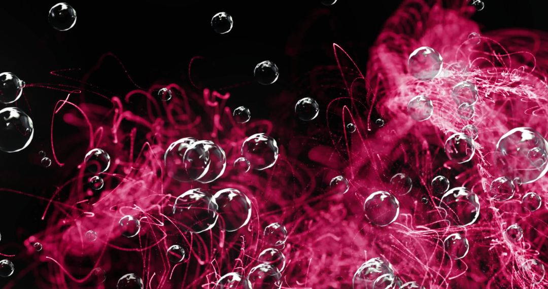 Dynamic Bubbles Abstract Display Over Red Shapes