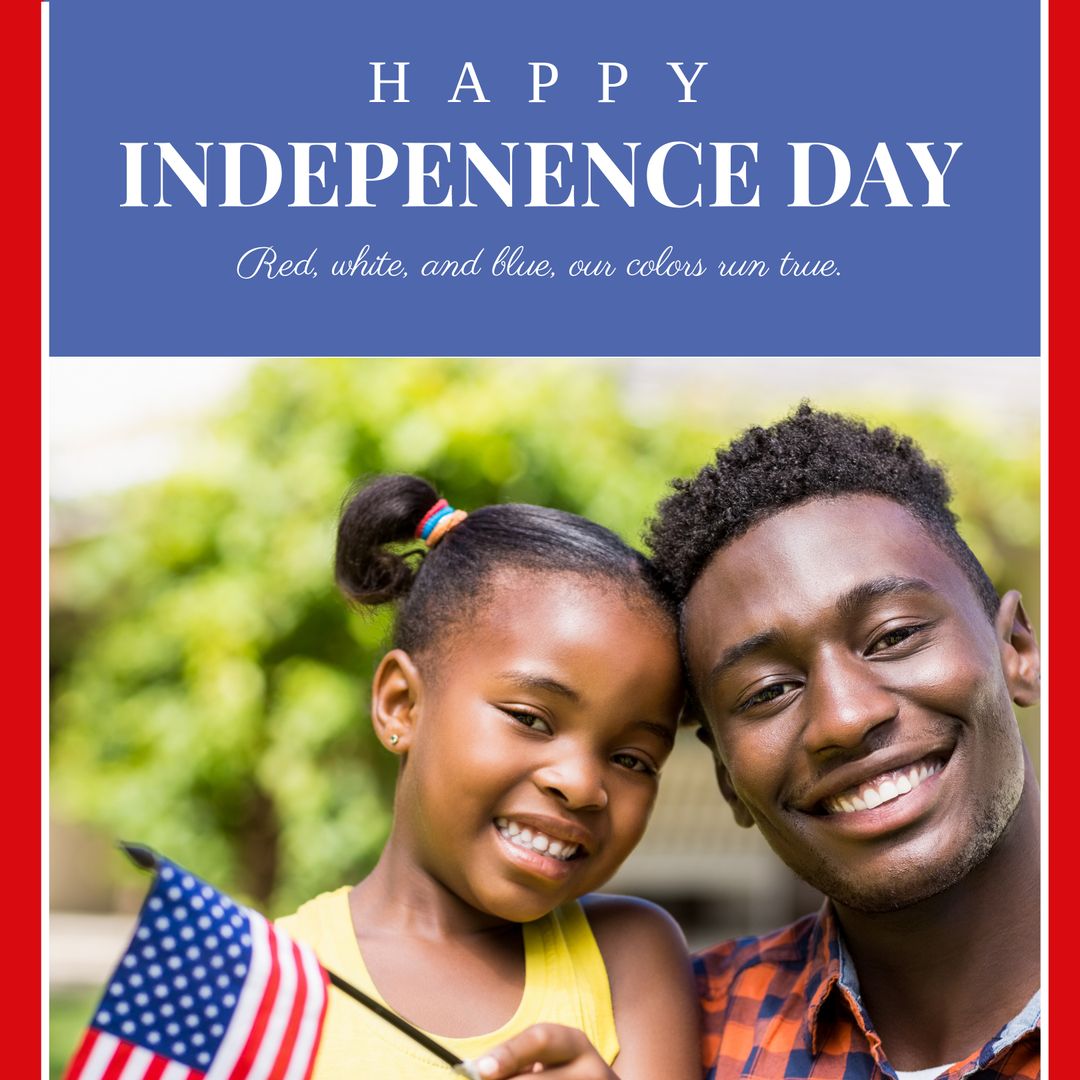 Celebrating Independence Day with Joyful Family and American Flag