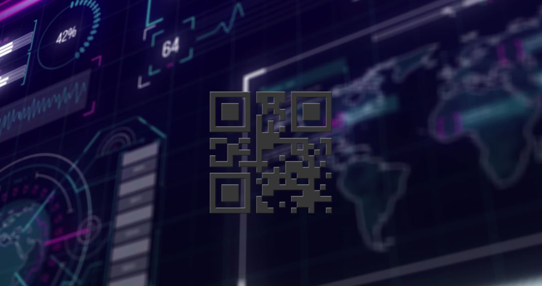 Futuristic QR Code on Digital Analytics Interface
