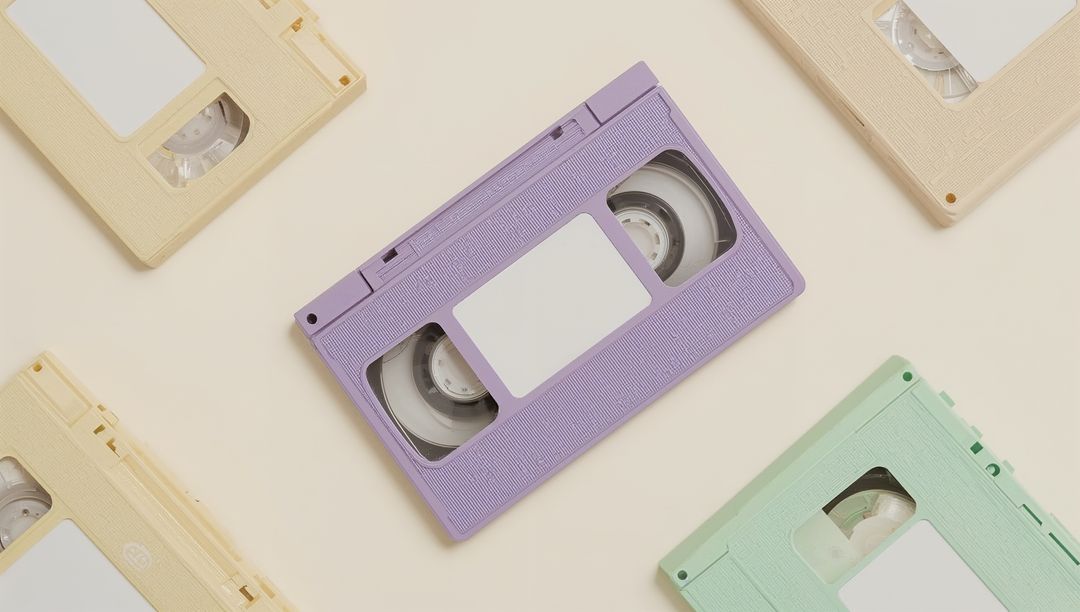 Vintage VHS Cassettes on Pastel Background for Retro Vibe