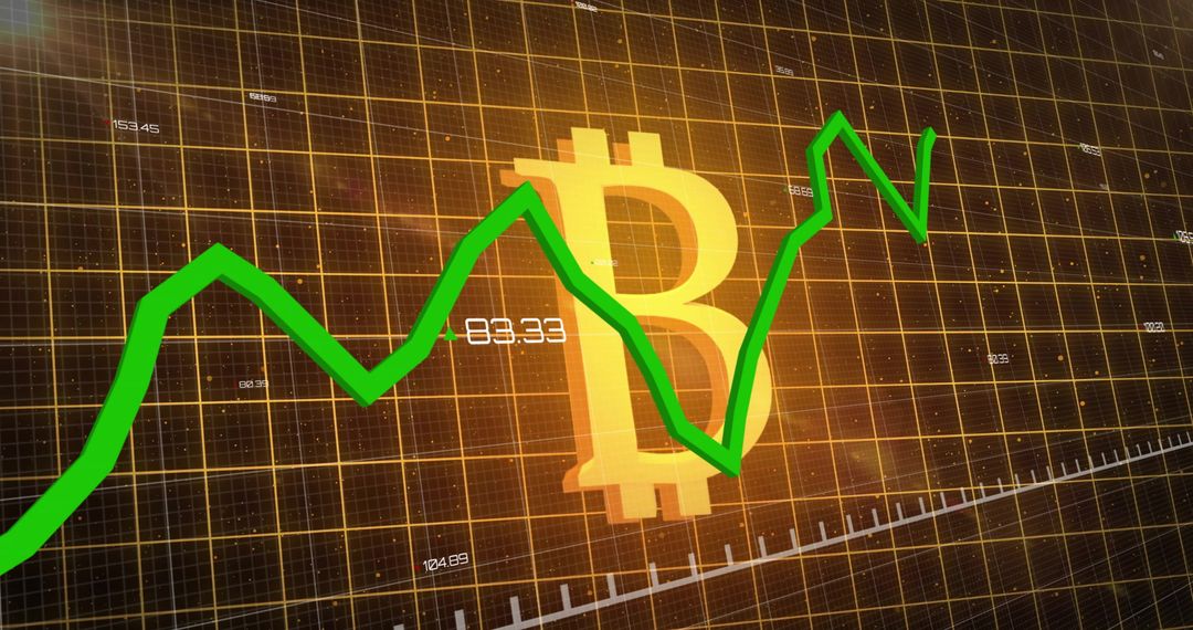 Bitcoin and Rising Green Chart Line Digital Illustration