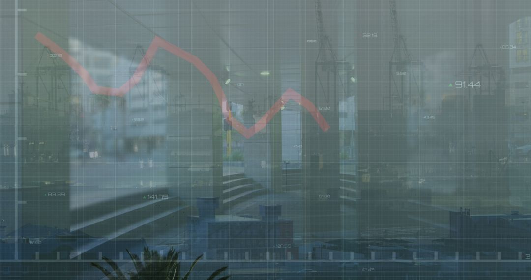 Financial Data Overlapping Modern Cityscape
