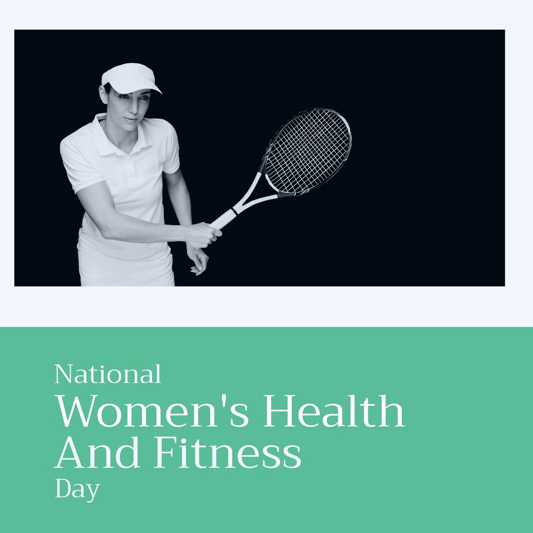 Caucasian Woman Playing Tennis for National Women's Health And Fitness Day - Download Free Stock Templates Pikwizard.com