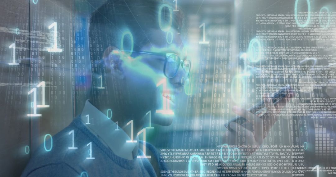 Man Analyzing Data while Talking on Smartphone