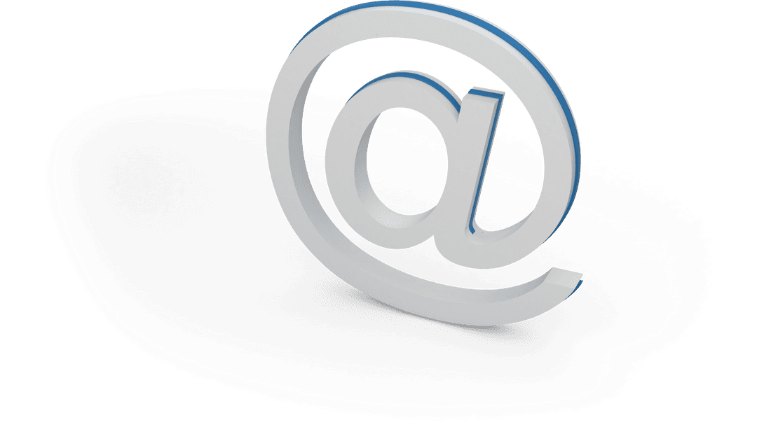 Stylish 3D Email At Symbol with Transparent Background