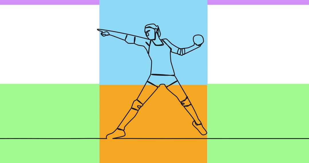 Dynamic Female Handball Player in Abstract Geo Background