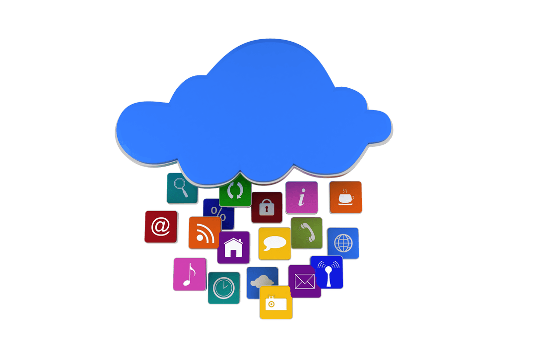 Transparent Cloud Network Concept with Colorful Communication Symbols