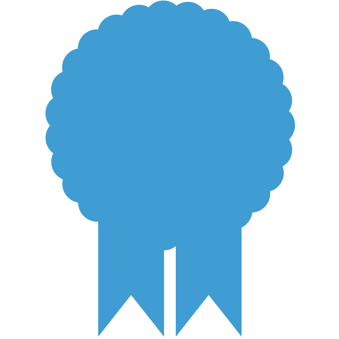 Blue Rosette Award Icon on Transparent Background Detailed Vector