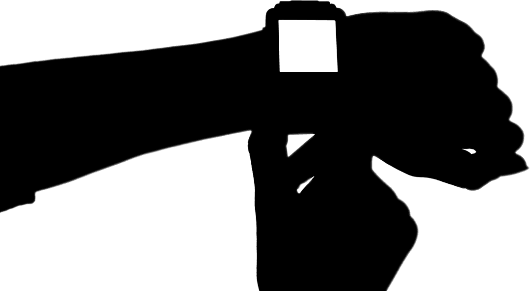 Transparent Silhouette of Smartwatch Wearer Hands Gesture