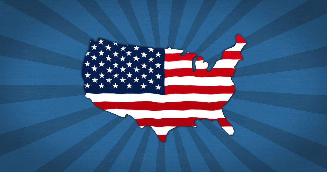 Patriotic USA Map with American Flag Within Stylized Background