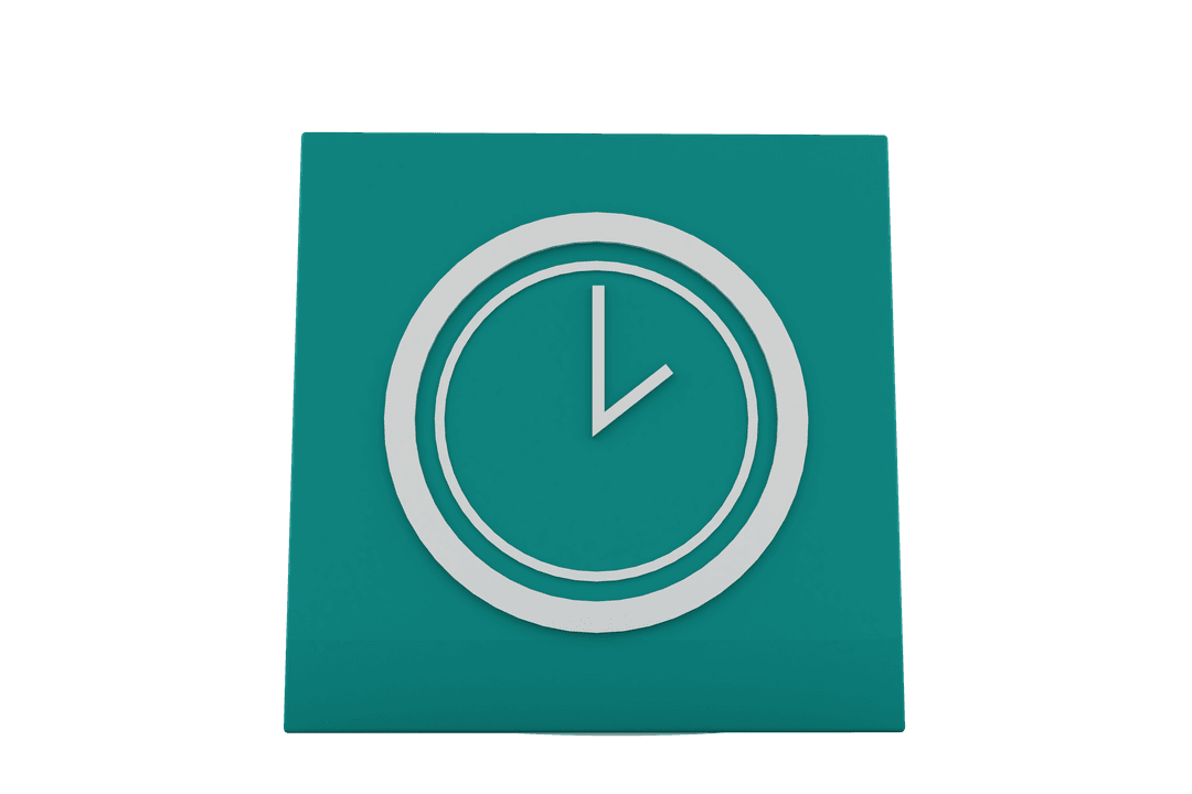 Transparent White Clock Icon on Green Square