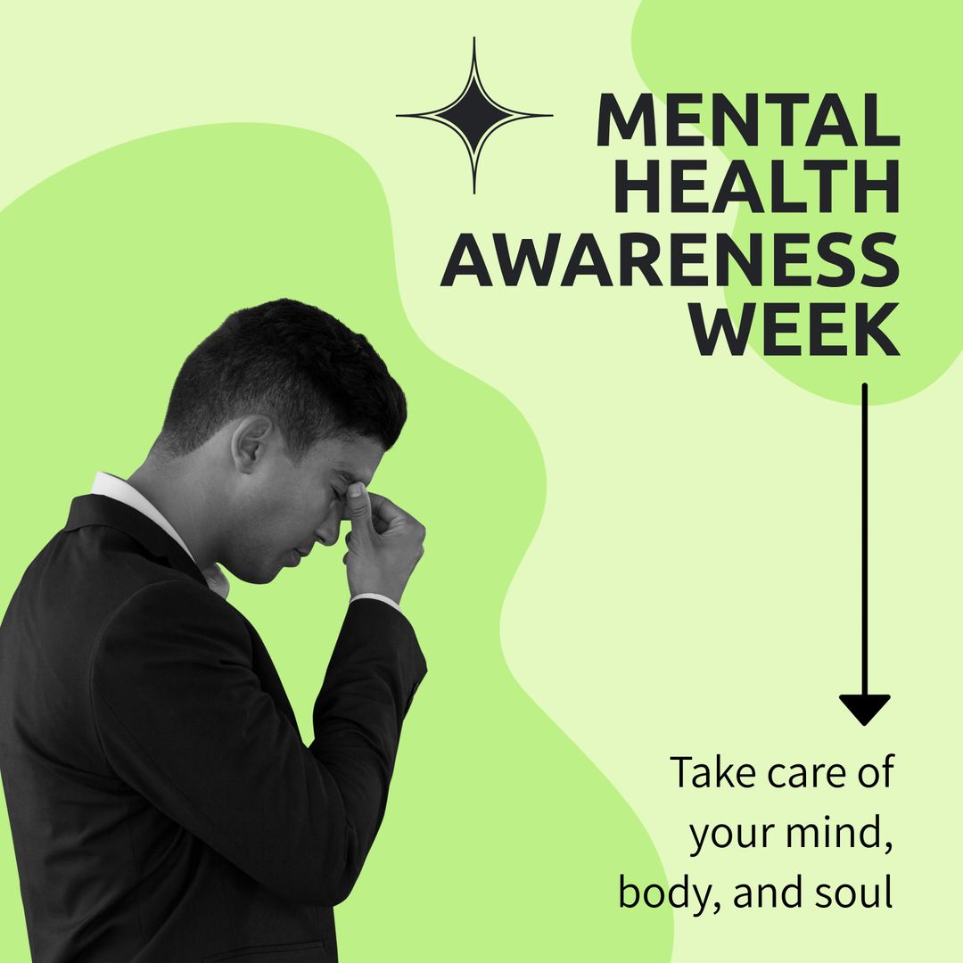 Mental Health Awareness Theme with Contemplative Businessman