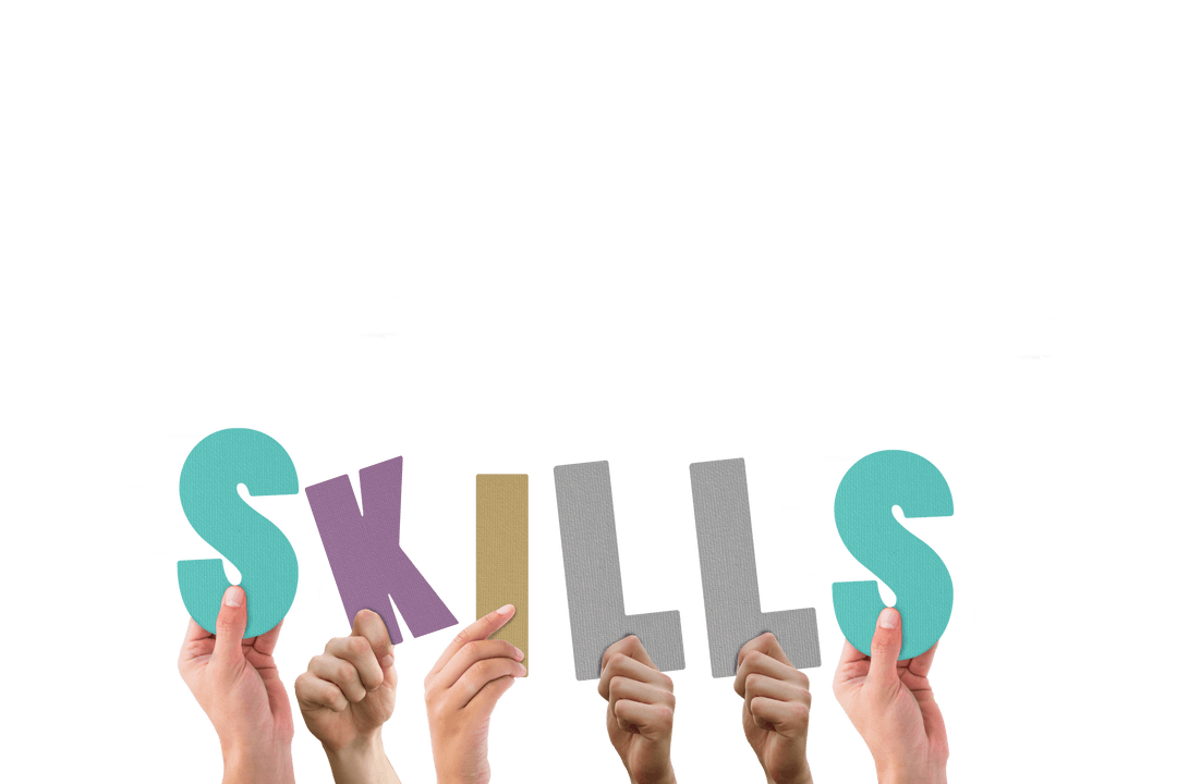 Transparent Hands Holding Letters Forming Word Skills